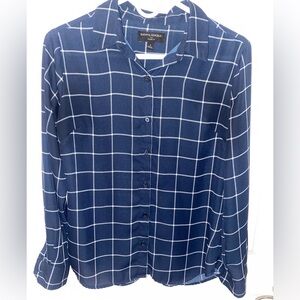Banana Republic Dark Blue Checkered Blouse